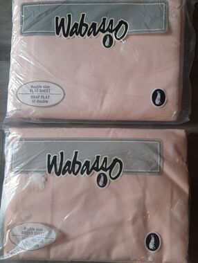 Vintage Wabasso Double Size Flat Sheet & Double Size Fitted Sheet New in Package